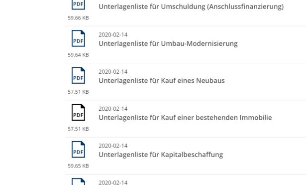 Ansicht Partner-Portal: Downloadcenter mit beschreibbaren PDFs - kleine Ansicht